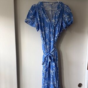 Periwinkle floral wrap dress